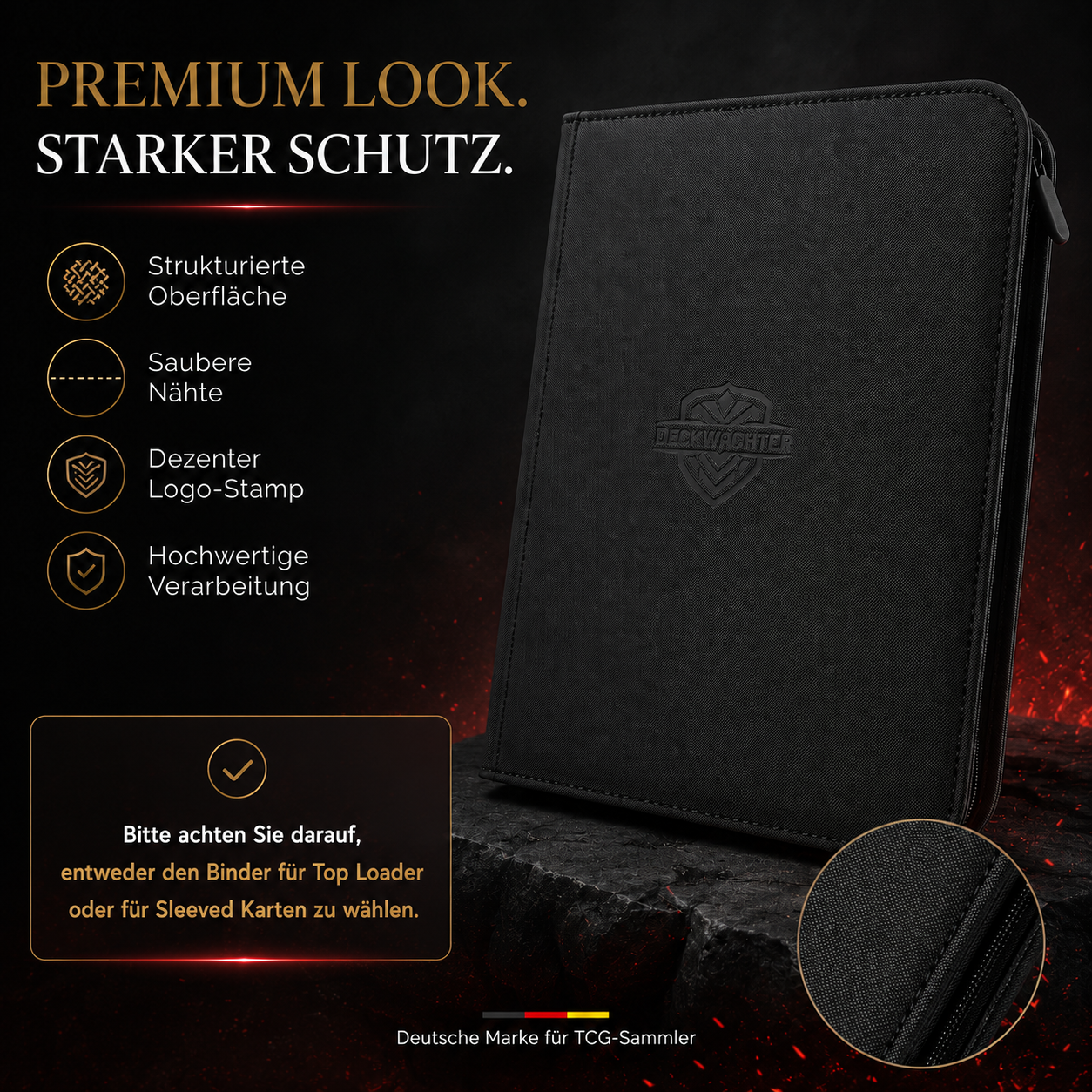 DeckWächter® Kartenbinder Schwarz – 4/9 Pocket für Sleeves & Toploader
