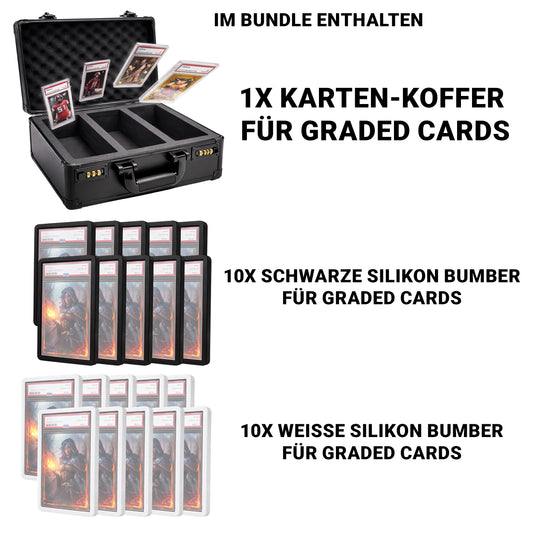 Aluminium-Kartenkoffer + 20x PSA Silikon-Bumper (10 Schwarz / 10 Weiß)