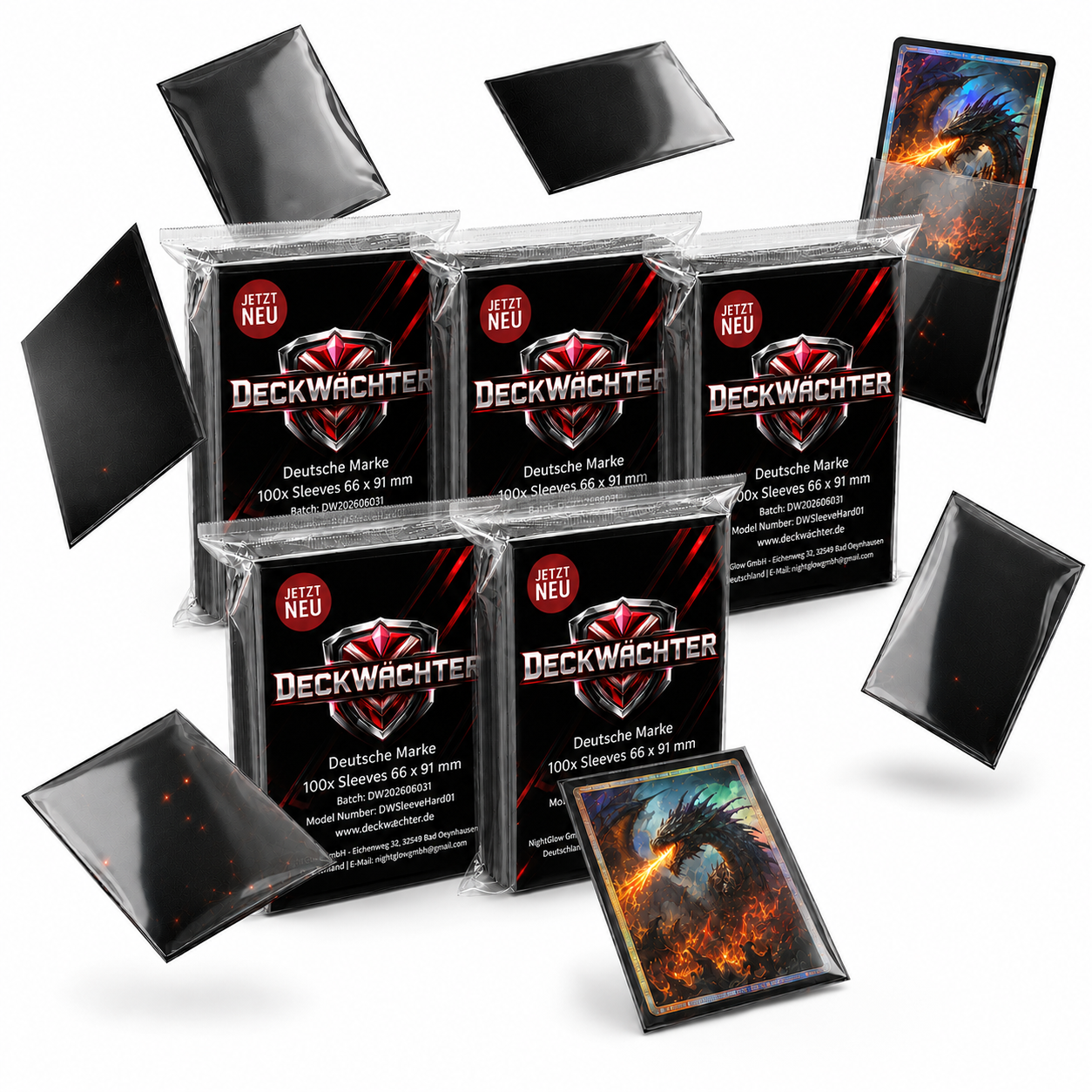 DeckWächter Kartenhüllen Schwarz 500 Stück Set – Card Sleeves für Sammelkarten