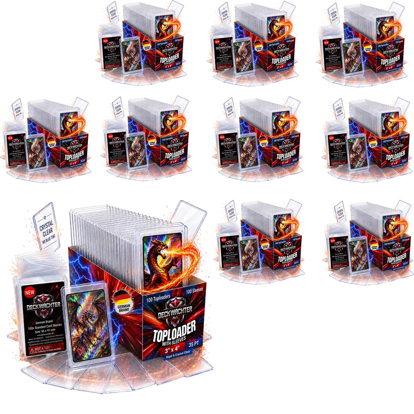 1000 Toploader + 1000 Sleeves Set 3"x4" für TCG Sammelkarten