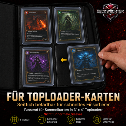 DeckWächter® Kartenbinder Schwarz – 4/9 Pocket für Sleeves & Toploader