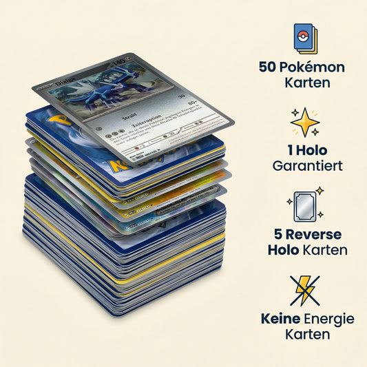 Pokémon Karten Set – 50 Karten mit Holo & Reverse Highlights