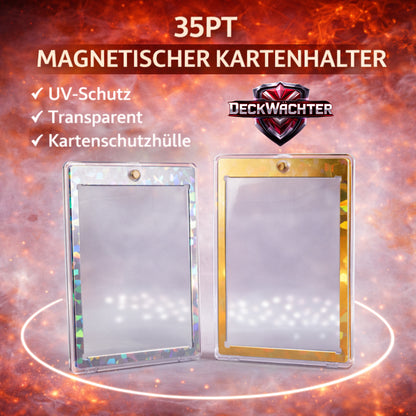 Magnetkartenhalter – Hologramm-Rahmen Gold oder Silber | UV-Schutz | Premium Display & Schutz | Kompatibel mit Pokémon, Magic & Yu-Gi-Oh! Karten