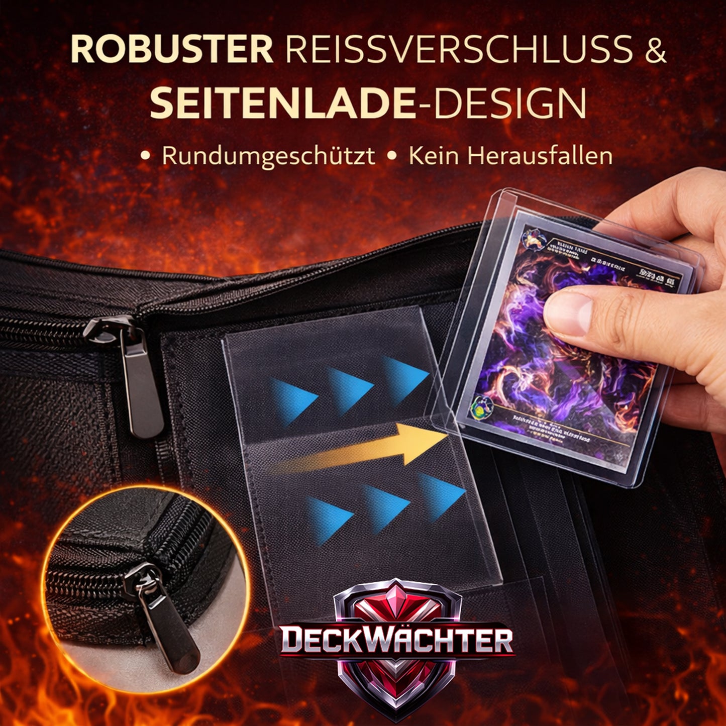 Toploader Binder Schwarz – Sammelkarten Ordner für 112 Toploader – 14 Seiten Kartenmappe mit Reißverschluss