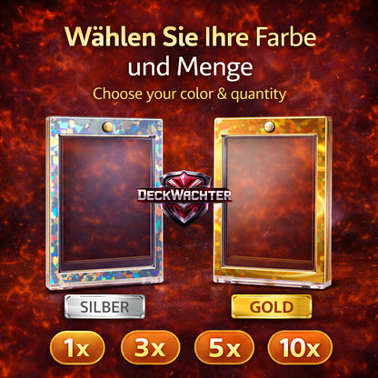 Magnetkartenhalter – Hologramm-Rahmen Gold oder Silber | UV-Schutz | Premium Display & Schutz | Kompatibel mit Pokémon, Magic & Yu-Gi-Oh! Karten