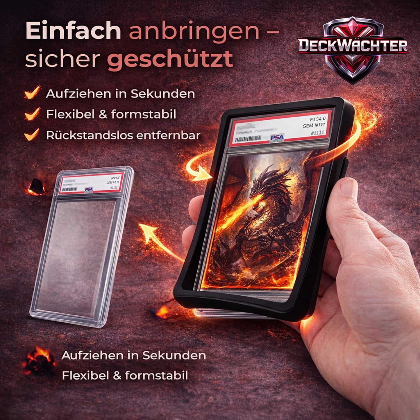 PSA Bumper – Silikon-Schutzrahmen für PSA Graded Karten | 1er oder 5er-Set Schwarz oder Weiß