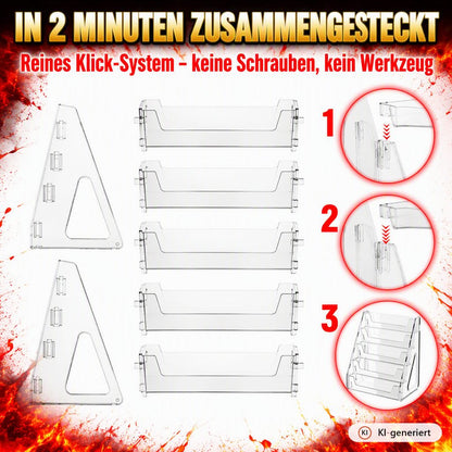 Werkzeugfreier Klick-Aufbau in zwei Minuten