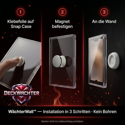 DeckWächter WächterWall™ – Magnetische Snap Case Wandhalterung für TCG Sammelkarten – Kein Bohren – Flexibel & Erweiterbar