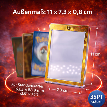 Magnetkartenhalter – Hologramm-Rahmen Gold oder Silber | UV-Schutz | Premium Display & Schutz | Kompatibel mit Pokémon, Magic & Yu-Gi-Oh! Karten