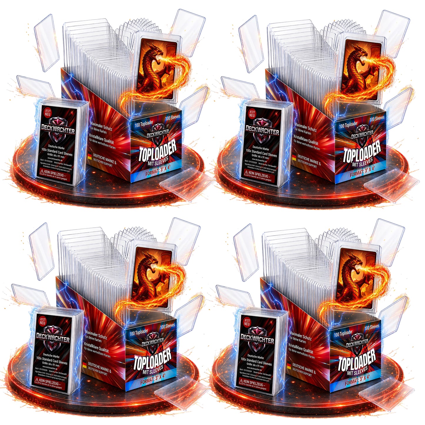 400 Toploader + 400 Sleeves Set 3"x4" für TCG Sammelkarten