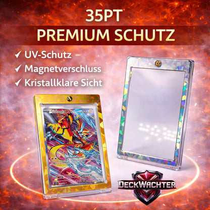 Magnetkartenhalter – Hologramm-Rahmen Gold oder Silber | UV-Schutz | Premium Display & Schutz | Kompatibel mit Pokémon, Magic & Yu-Gi-Oh! Karten