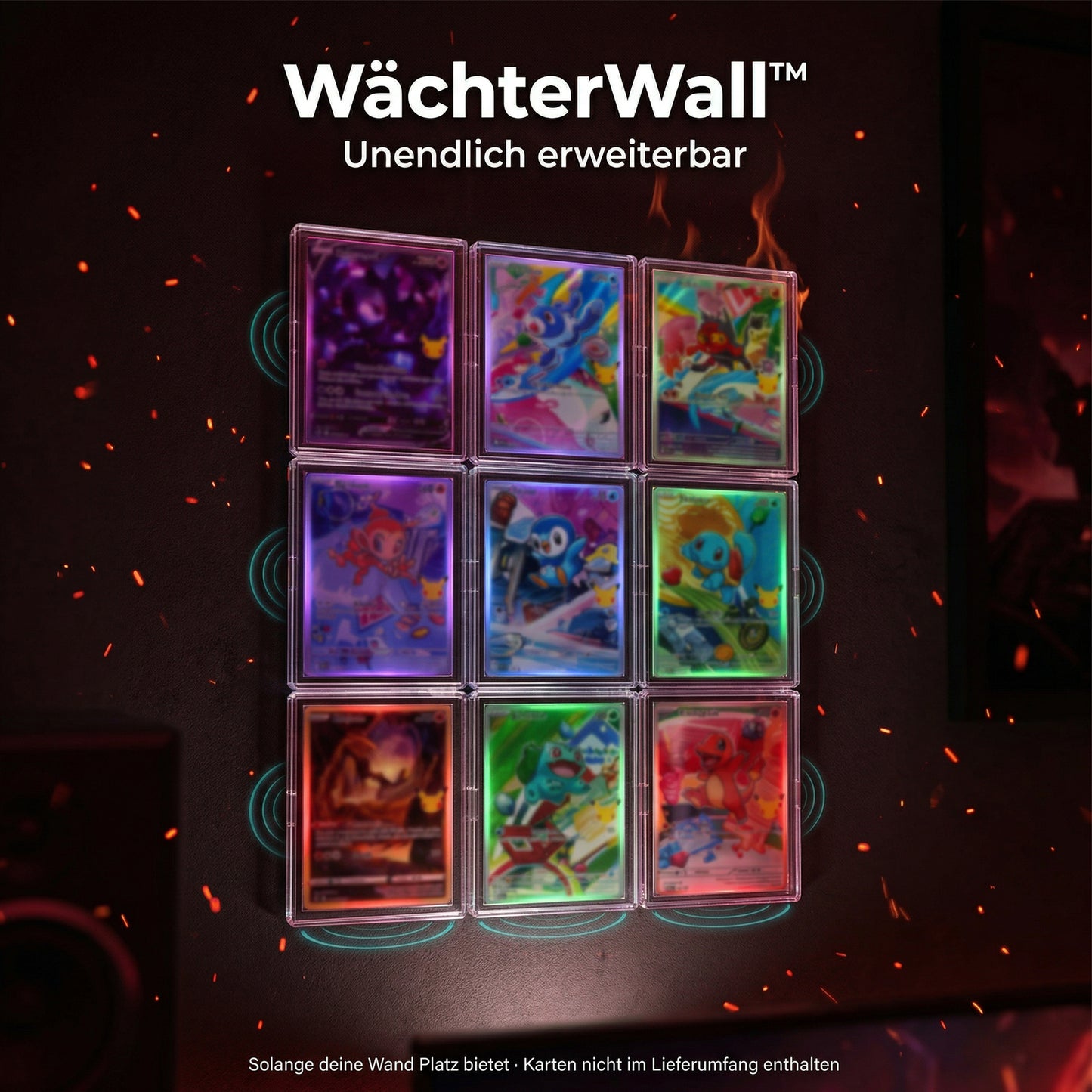 DeckWächter WächterWall™ – Magnetische Snap Case Wandhalterung für TCG Sammelkarten – Kein Bohren – Flexibel & Erweiterbar