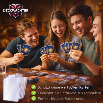 Tab Sleeves – Penny Sleeves mit Zuglasche für Toploader | Schonende Kartenentnahme | 100–1000 Stück