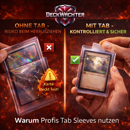 Tab Sleeves – Penny Sleeves mit Zuglasche für Toploader | Schonende Kartenentnahme | 100–1000 Stück