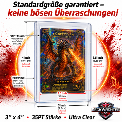 400 Toploader + 400 Sleeves Set 3"x4" für TCG Sammelkarten