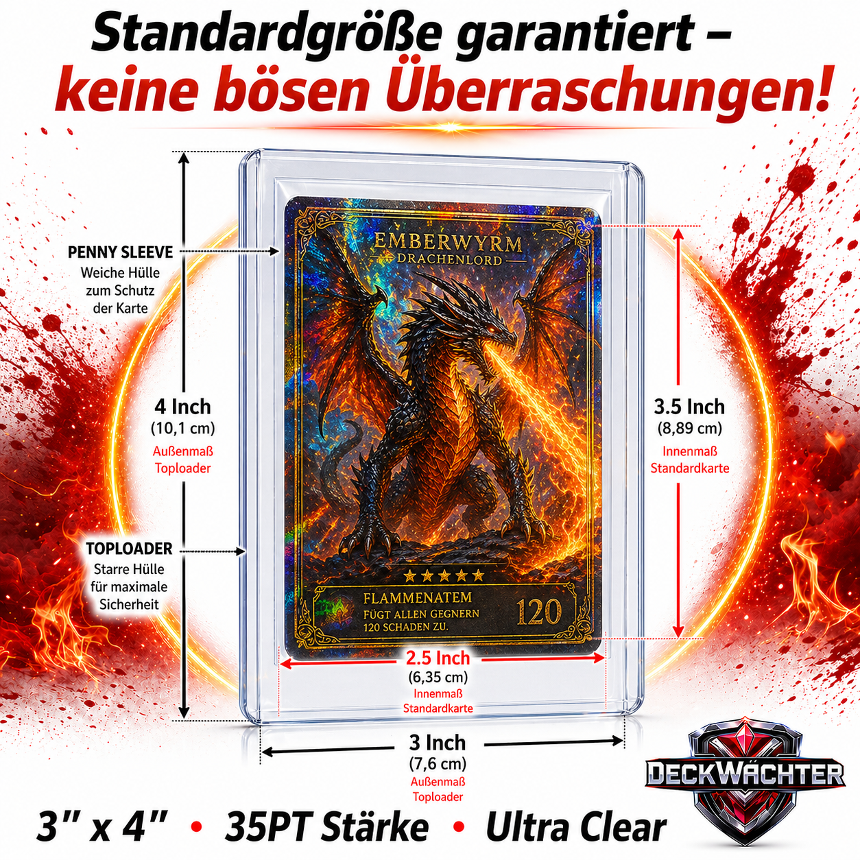 300 Toploader + 300 Sleeves Set 3"x4" für TCG Sammelkarten