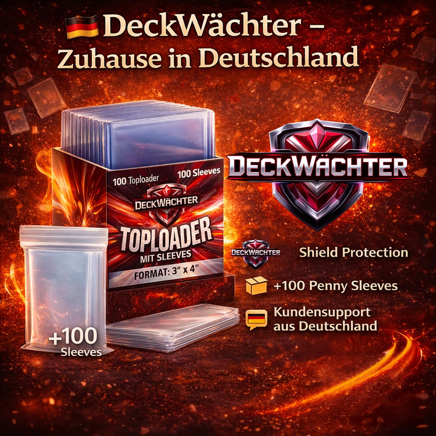 20 Einheiten Toploader Karton Mega Paket 2000 Toploader + 2000 Penny Sleeves