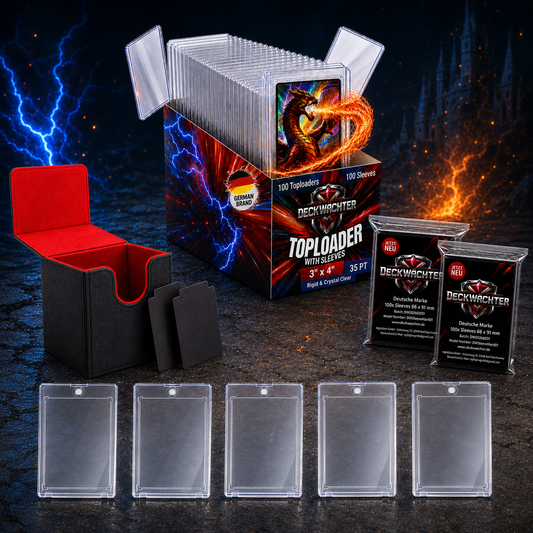 DeckWächter TCG Starter Kit - 100 Toploader + 300 Sleeves + 5 Magnetkartenhalter + 1 Deckbox