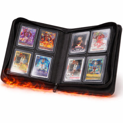 Toploader Binder Schwarz – Sammelkarten Ordner für 112 Toploader – 14 Seiten Kartenmappe mit Reißverschluss