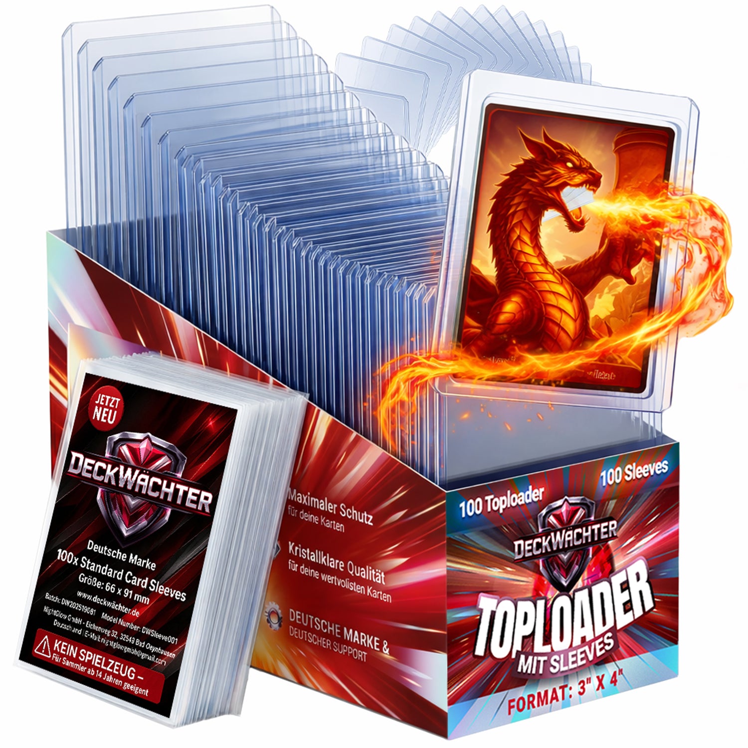 100 Toploader + 100 Sleeves Set DeckWächter