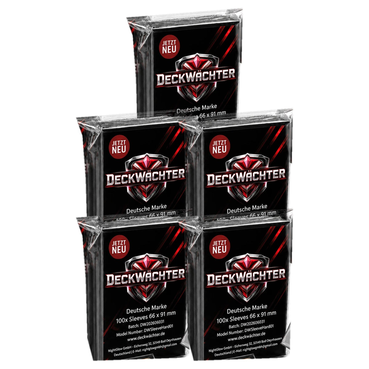 500 Schwarze Kartenhüllen 66×91 mm von DeckWächter: 5 Packungen mit je 100 Sleeves