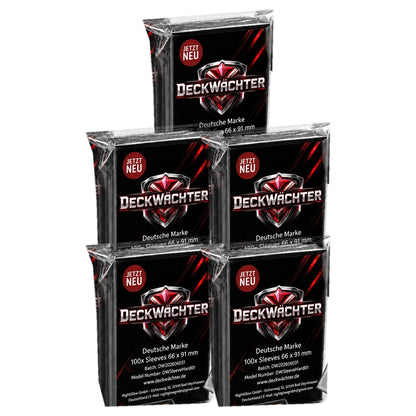 500 Schwarze Kartenhüllen 66×91 mm von DeckWächter: 5 Packungen mit je 100 Sleeves