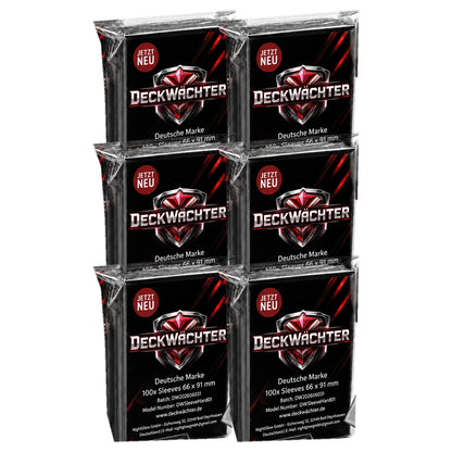 600 Schwarze Kartenhüllen 66×91 mm von DeckWächter: 6 Packungen mit je 100 Sleeves