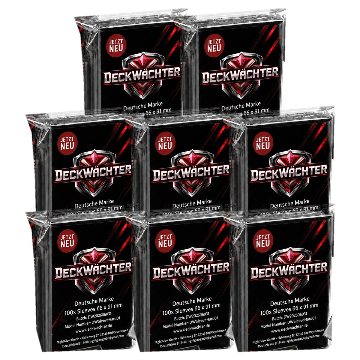 800 Schwarze Kartenhüllen 66×91 mm von DeckWächter: 8 Packungen mit je 100 Sleeves