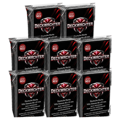 800 Schwarze Kartenhüllen 66×91 mm von DeckWächter: 8 Packungen mit je 100 Sleeves