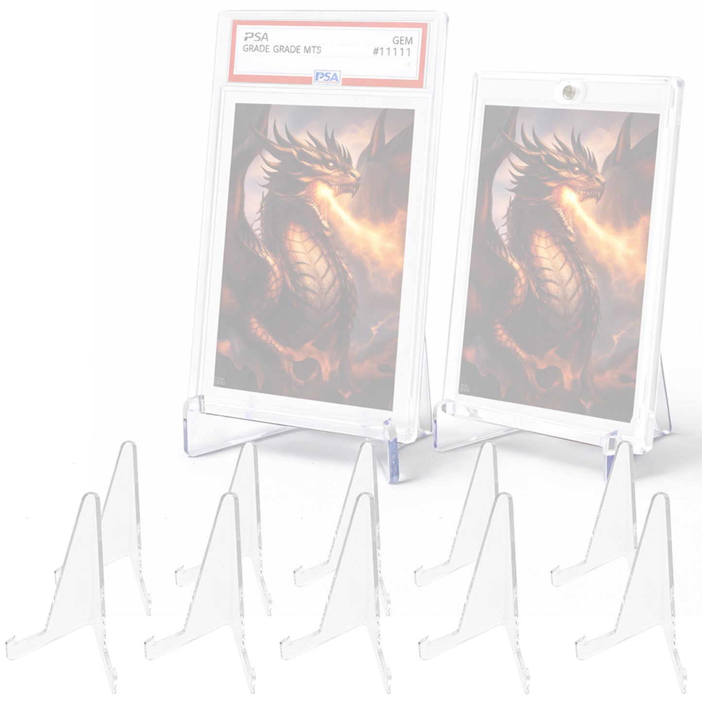 Acryl Kartenständer – 5er Set Klarer Display-Ständer für Sammelkarten, PSA Slabs & Magnet-Hüllen