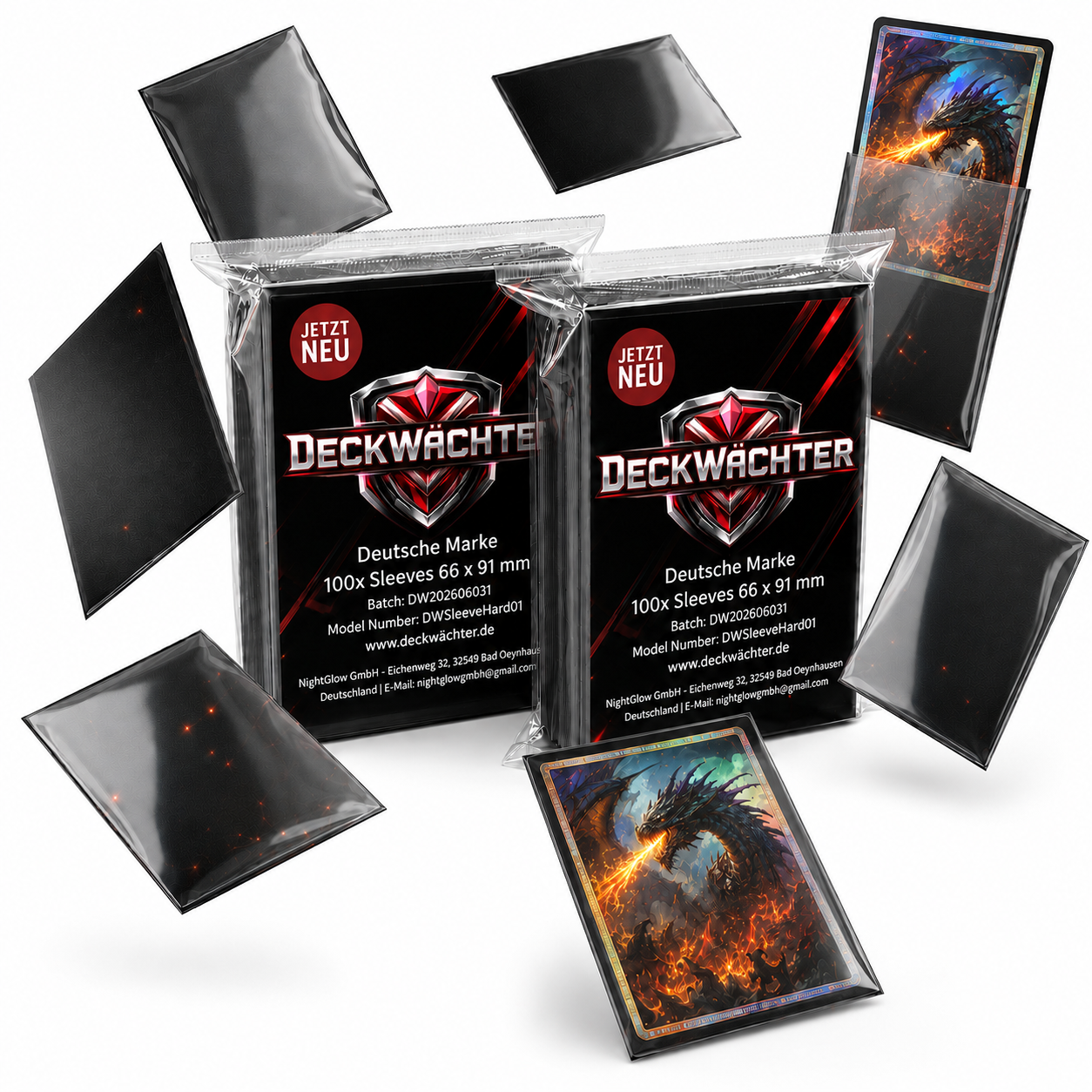 DeckWächter Kartenhüllen Schwarz 200 Stück Set – Card Sleeves für TCG Karten