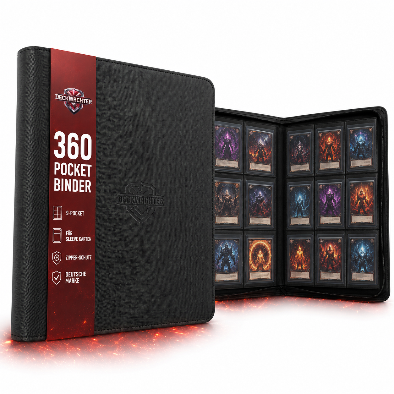 DeckWächter® Kartenbinder Schwarz – 4/9 Pocket für Sleeves & Toploader