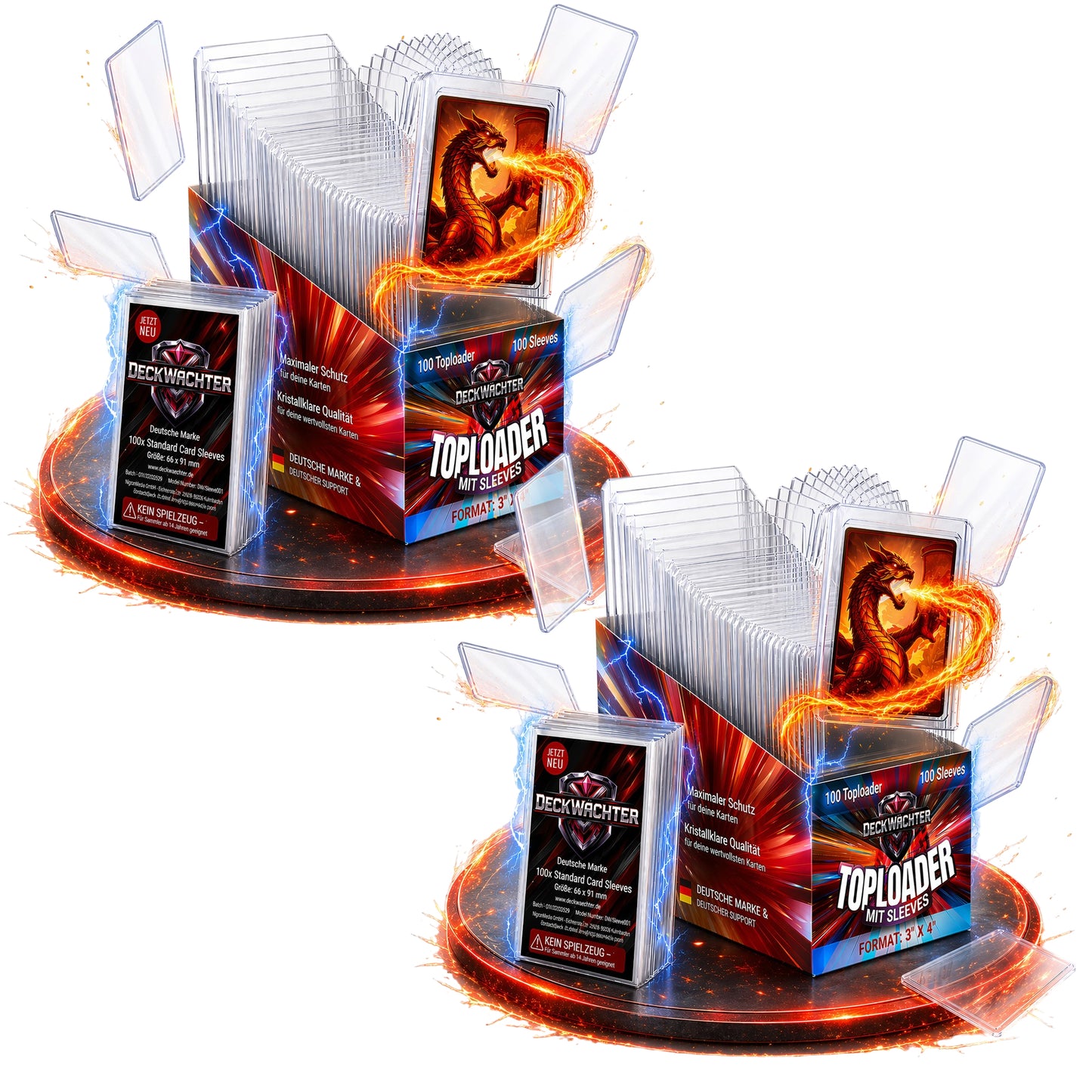 200 Toploader + 200 Sleeves Set 3"x4" für TCG Sammelkarten